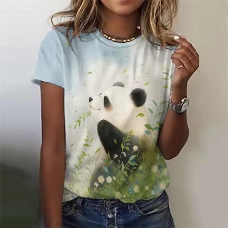 3D-gedrucktes Fuchs-T-Shirt für Frauen, Cartoon-Tiere, grafische T-Shirts, Sommermode, Harajuku, übergroße T-Shirts mit Rundhalsausschnitt und kurzen Ärmeln
