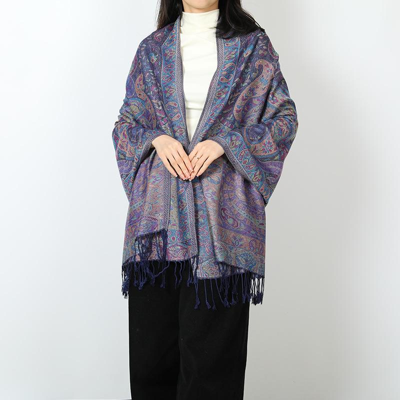 New retro shawl with women's travel vacation photo scarf warm scarf cape fringe