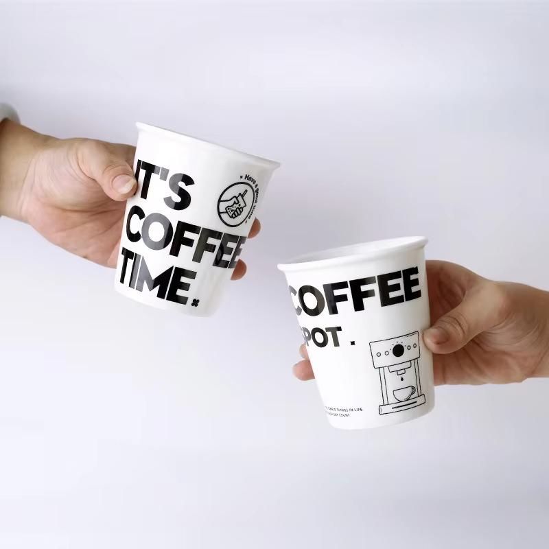 300ml Ceramic Cup Imitation Paper Cups Coffee Cup For Kitchen Coffee Shop Restaurant,Latte Mug,Drinkware Gift Souvenir