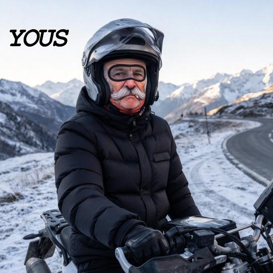 Bequeme Helm-Innenmaske, Maske für ältere Menschen, Skimaske, Realistischer Gesichtsaufdruck Sturmhaube, Neuheit mit Hals für Outdoor-Aktivitäten, Abdeckung, Radfahren, Skifahren
