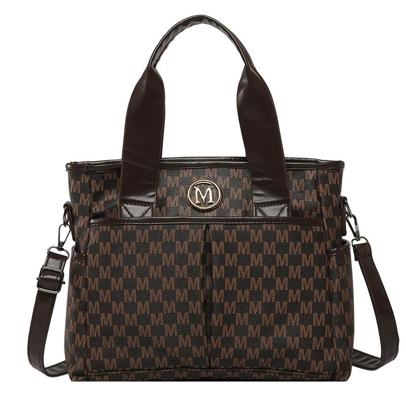 Ретро и модная печатная универсальная и элегантная сумка-тоут вместительная ручная сумка через плечо сумка через плечо коричневый