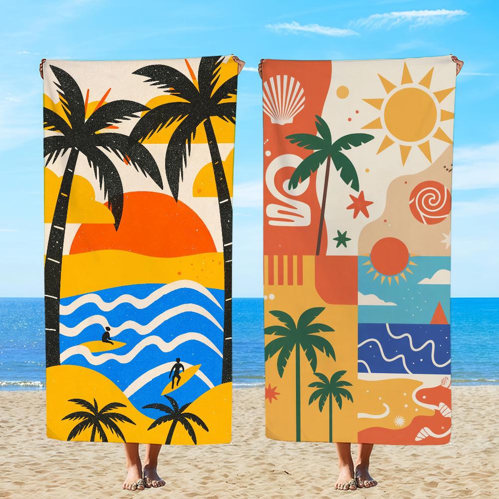 Towel Scenery Textile Bathrobe Beach Quick-Drying Lightweight Portable Camping Beach Swim Pool Travel
