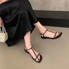 Fashion Fashion Sandals for Women 2025 New Flat Square Open Toe Sexy First-line Buckle Summer Pu Leather Roman Women's Sandals