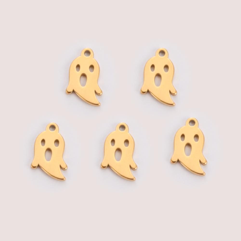 Teamer 5pcs/lot Stainless Steel Charms for Jewelry Making DIY Halloween Pendant for Bracelet Ghost Bell Trees Charm 2026 new
