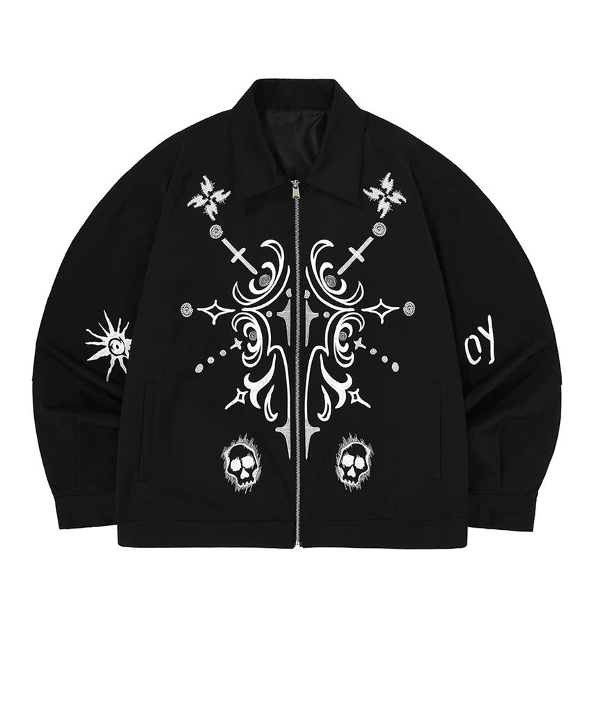 Openyard(Oy) Skull Embroidered Jacket - Black