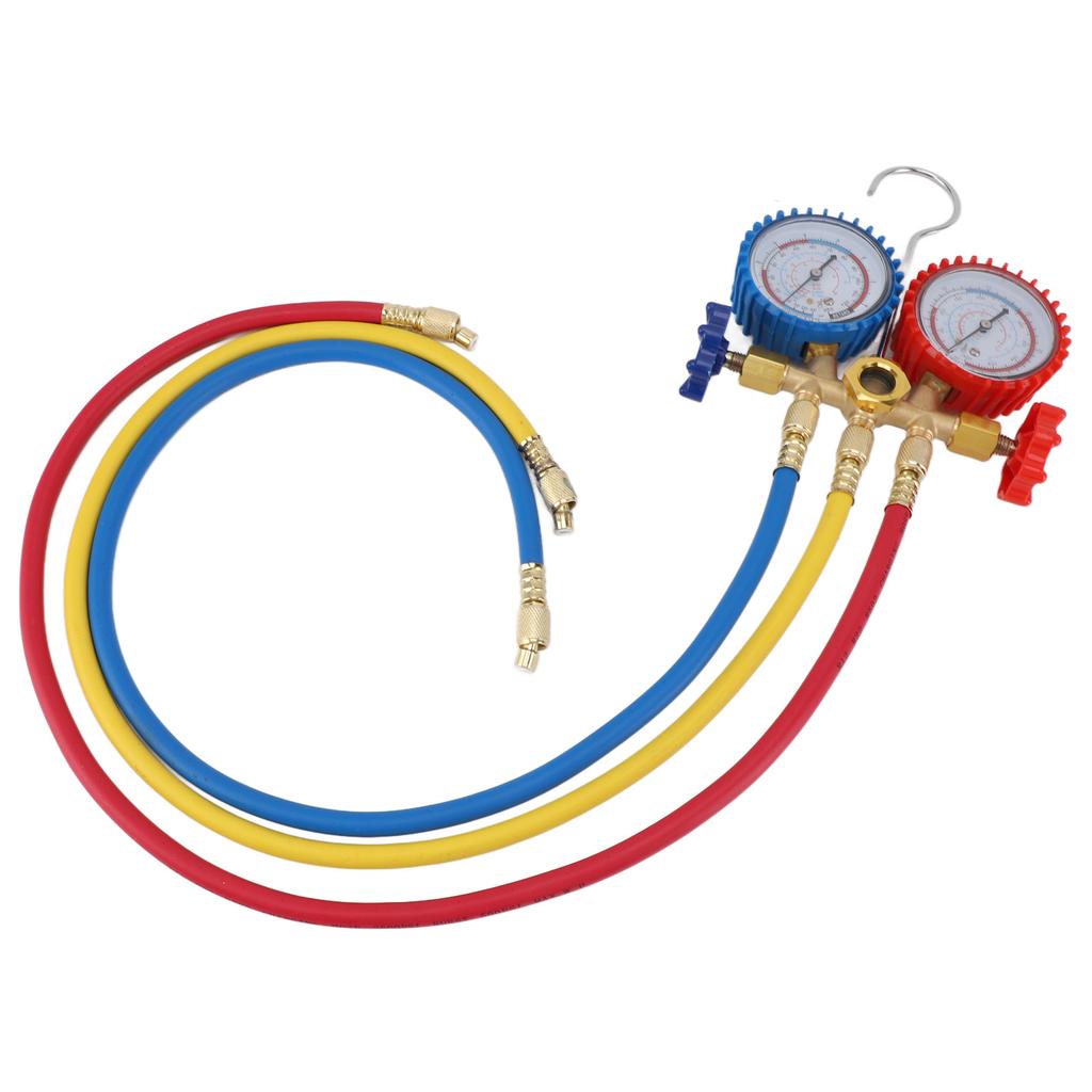 AC Diagnostic Manifold Gauge R22 R12 R404 R134 Double Head Anti Shock Vacuum Pressure AC Gauge Set