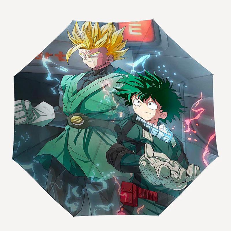 1pc Dragon Ball Z Vegeta & My Hero Academia Izuku Midoriya Outdoor Umbrella - Automatic Opening/Closing, 3-Fold Design, 8-Bone Iron Frame - Perfect Gi