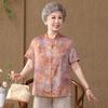 New Chinese Style Floral Print Summer Shirt for Middle-aged Women