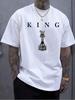 Men's Clothing Chess King Printed White Tshirt, Graphic Tee, Summer Tops, Shirt, Unisex Casual Crew Neck Tshirt, Plus Size