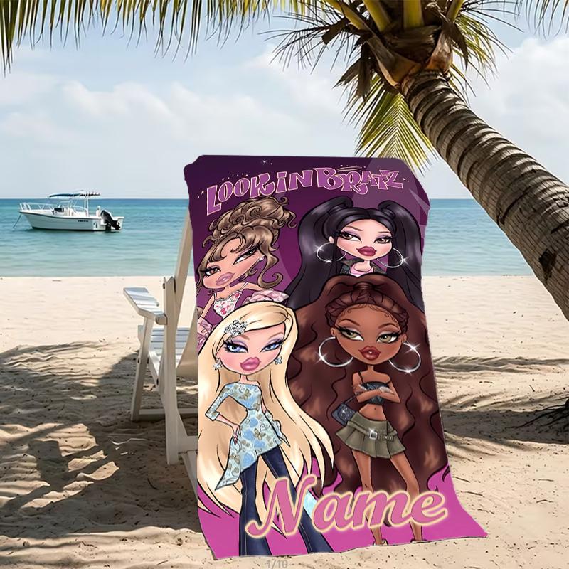 Customizable personalized beach towels Bratz themed designs.Suitable for the beach, yoga, sports;ideal as beach accessories