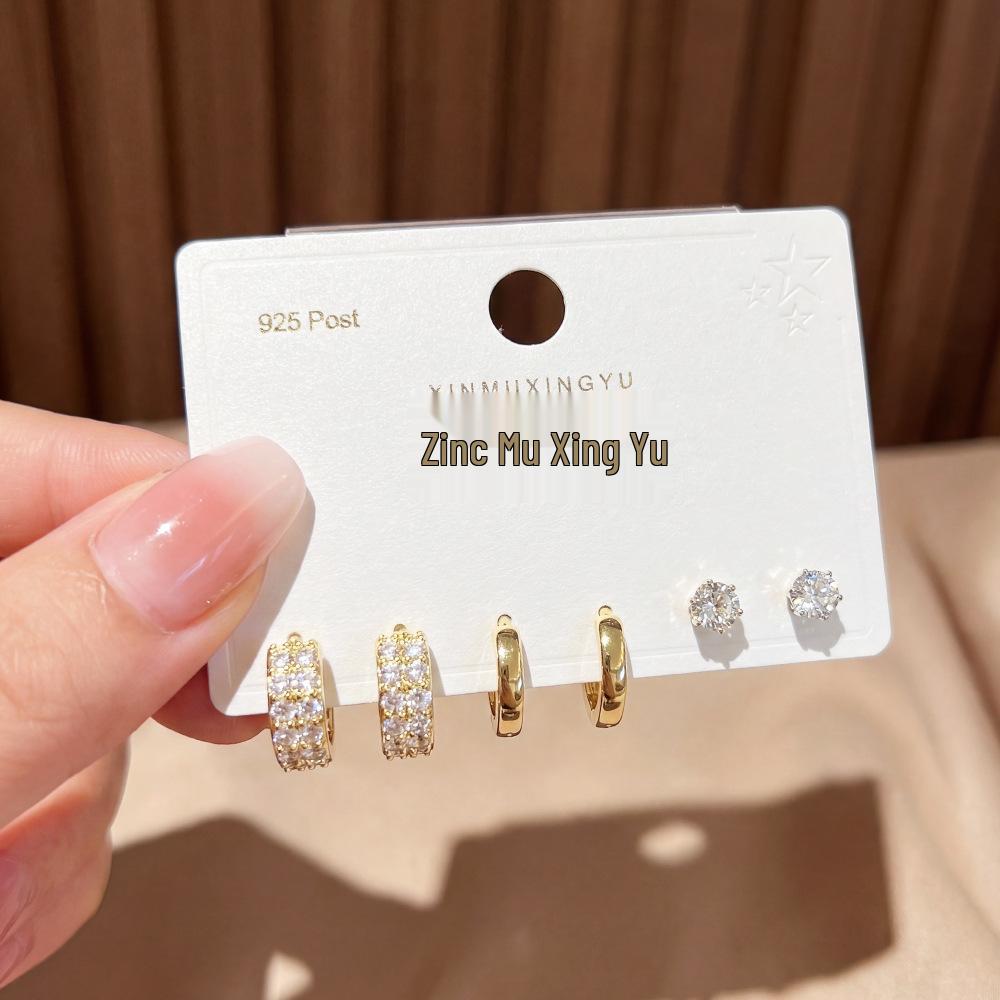 2026 New Zirconia Ear Climbers: Luxury Three-Pair Set - Stylish, Elegant Stud Earrings