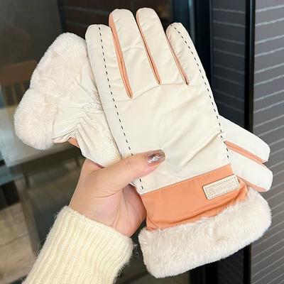 Velvet  Thickened Warm  Wind Resistant and Waterproof Gloves for Outdoor Riding  Skiing and Mountaineering Non Slip  Touch Screen