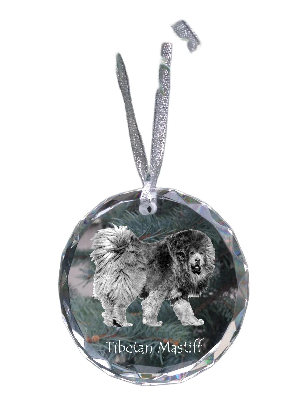 

Tibetan Mastiff, Do khyi - crystal bauble with a photo, dog photo in crystal, personalized Christmas tree ornament by Art-Dog brand прозорий
