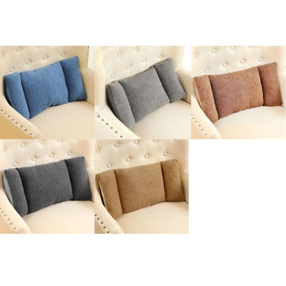 Simple Ergonomic 3-Segment Lumbar Pillow Soft Extended Waist Cushion Fleece Solid Color Car Seat Cushion Office Chair