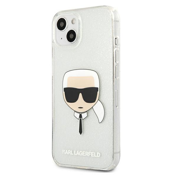 Etui do iPhone 13 mini Karl Lagerfeld Glitter Karl's Head Srebrny
