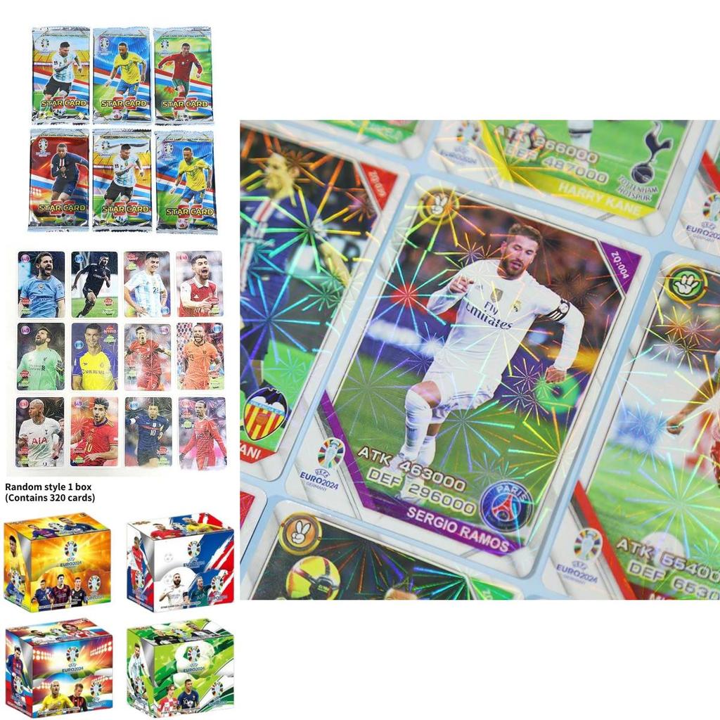 Cartas de Estrelas de Futebol Premium Copa Europeia Cristiano Ronaldo Neymar Messi Colecionável