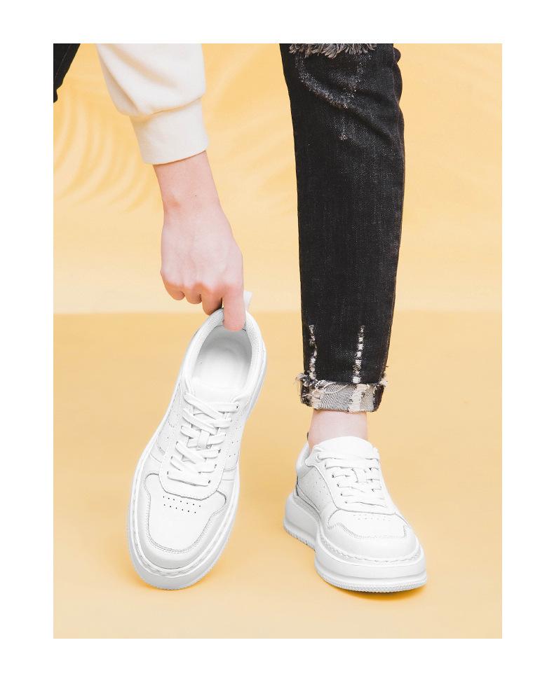 Men's Low-Top Casual Skate Shoes, Youth Korean Style, White