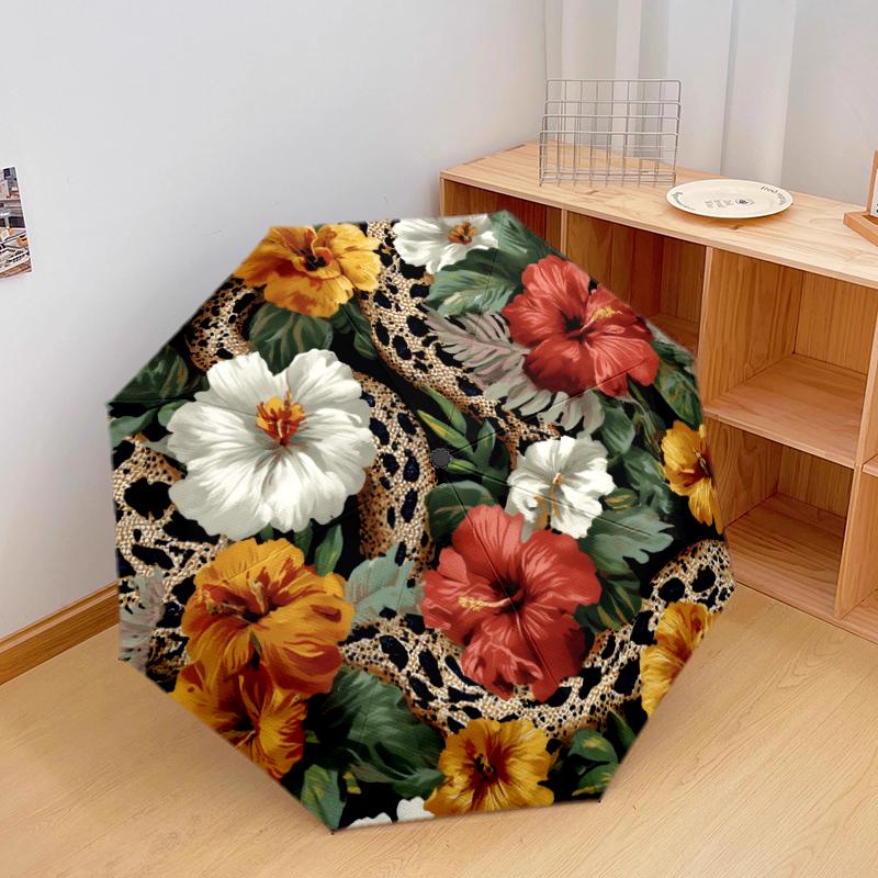 

1 PC Automatic Folding Umbrella - Beautiful flowers Pattern, Portable & Foldable Design with 8 Ribs, Christmas Birthday Gifts