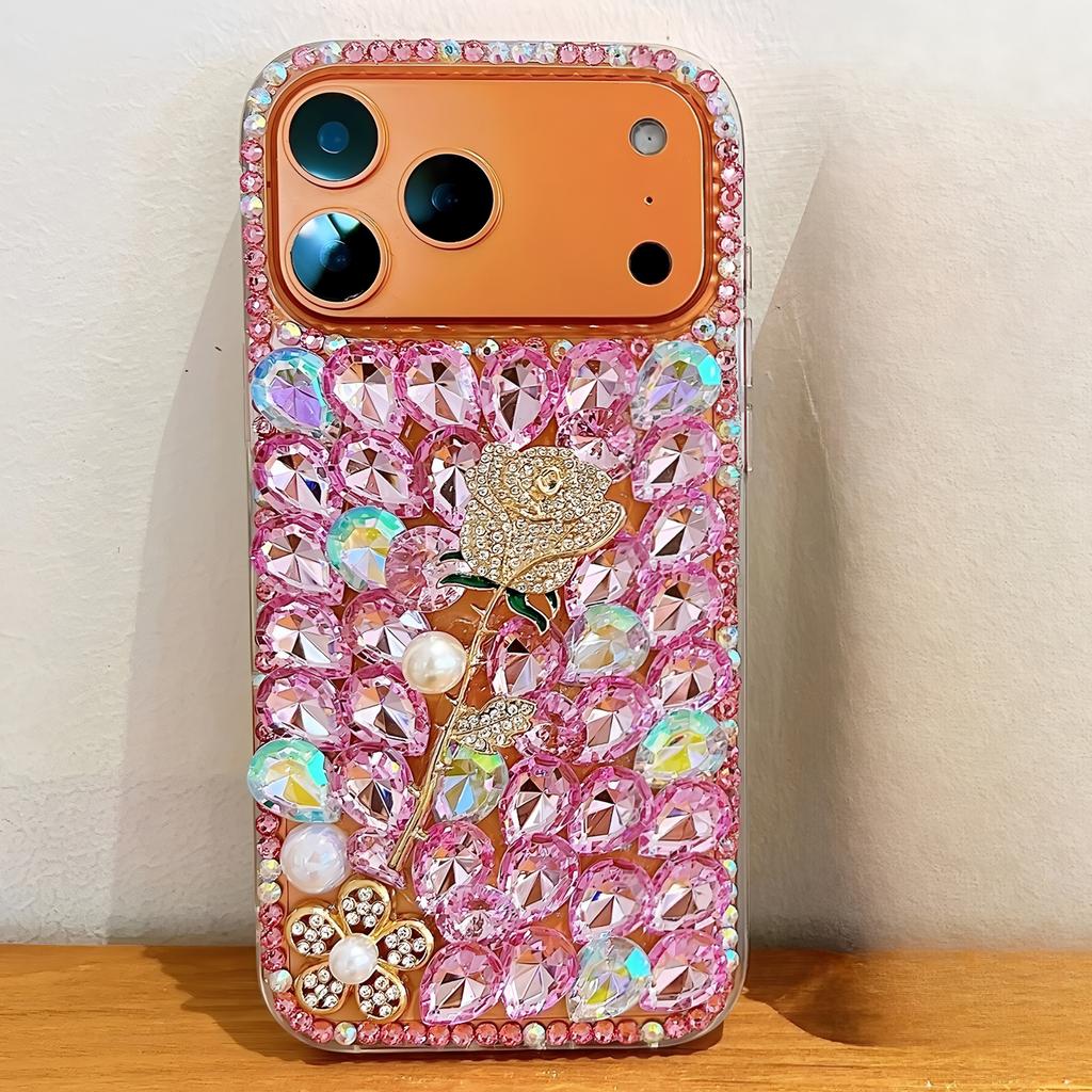 Glitzer Strass Handyhülle Für XiaoMi 15 Ultra 14 Pro 14T 14A Plus 13 Lite 13T 12 12T 12S 12X 5G Rosa Kristall Diamant Rosenblüten Design