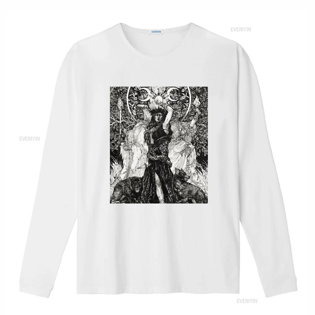 Die Göttin Hekate Tarotkarte Dreifache Wicca-Heidin Mondhexe T-Shirt vintage gewaschenes Oberteil für den Alltag Designer-Kleidung