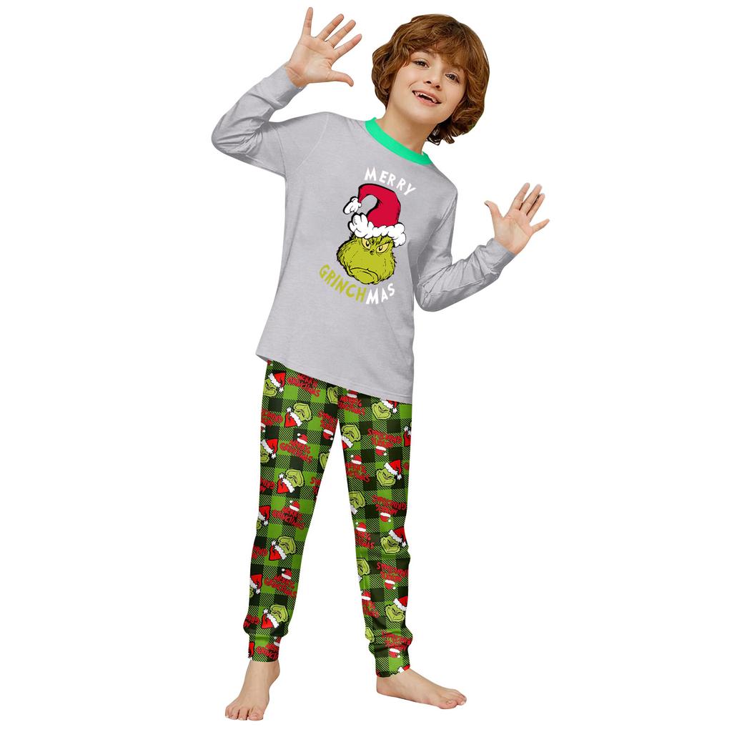Weihnachtstag Drucke Familie Passend Langarm Tops+Hosen Set Familie Passende Sets
