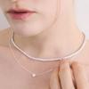 Mezmic Moissanite Square Pave Tennis 925 Silver Necklace