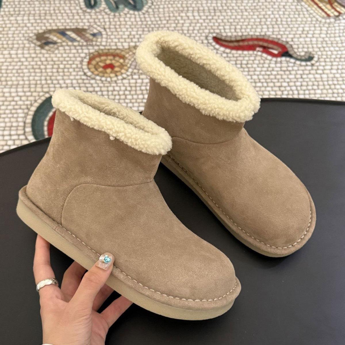 

Leather Snow Boots Winter Sweet Cool Girl Warm Choice Soft Wool, Fashion Warm Cotton Shoes Women 40