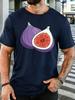 Unisex Short Sleeve T Shirt Fresh Fig Fruit Graphic Tee Cartoon Print Tops Summer Soft Cotton Casual Street Wear For Adult Male