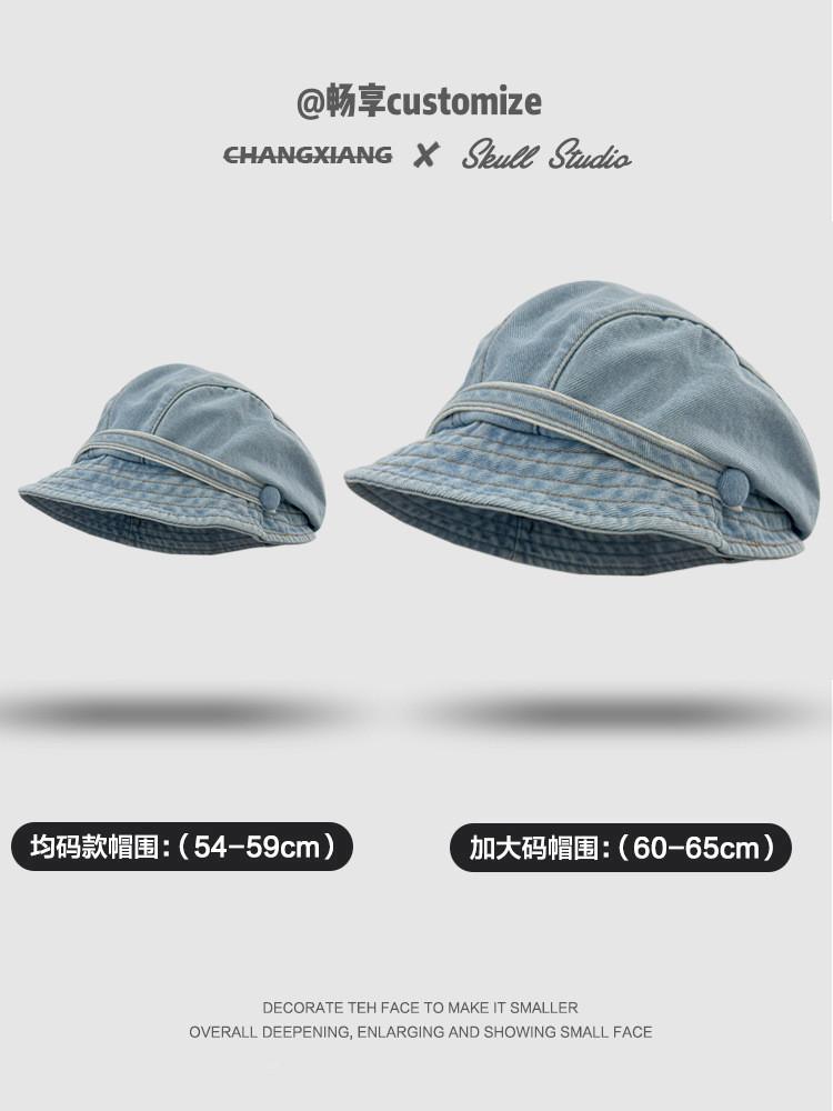 Stylish Denim Beret Hat For Women And Men In Light Blue And Dark Blue Colors Perfect For Spring With Embroidered Detail
