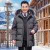Middle-aged and Elderly Men's Down Jacket Mid-length Winter New Style Casual Fur Collar Warm Coat