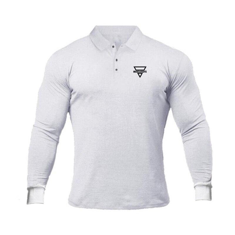 Muscleguys Modisches Poloshirt für Herren, langärmeliges Revers-T-Shirt, schwarze Frühlings- und Herbstkleidung mit bequemem Hemd