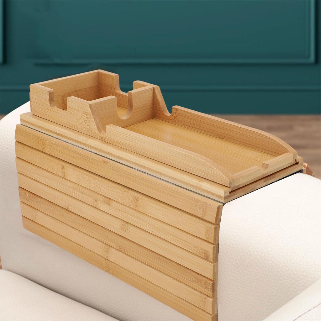 Sofa Armablage Holz Doppelte Verwendung Abnehmbar Faltbar Couch Armlehntisch für Getränke Snacks