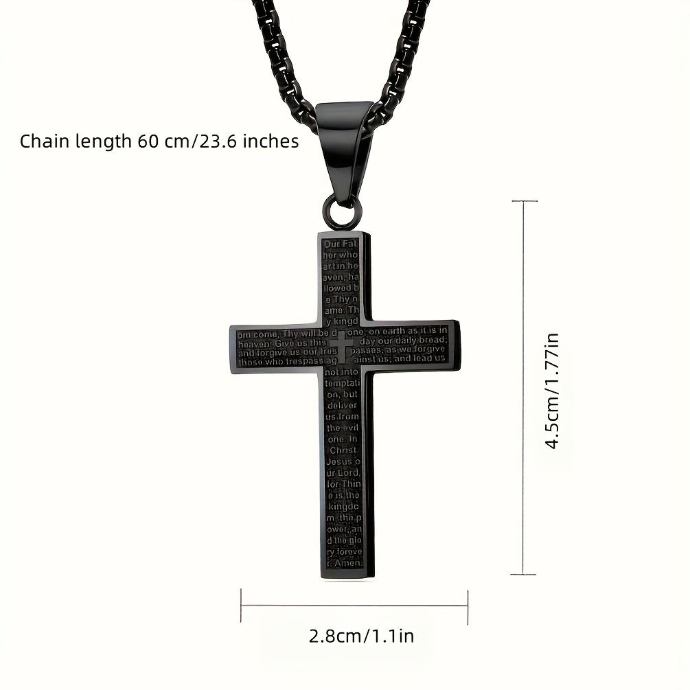1pc Multi-color Men's Titanium Steel Carved Cross Pendant Necklace, Men's And Women's Stainless Steel Cross Pendant