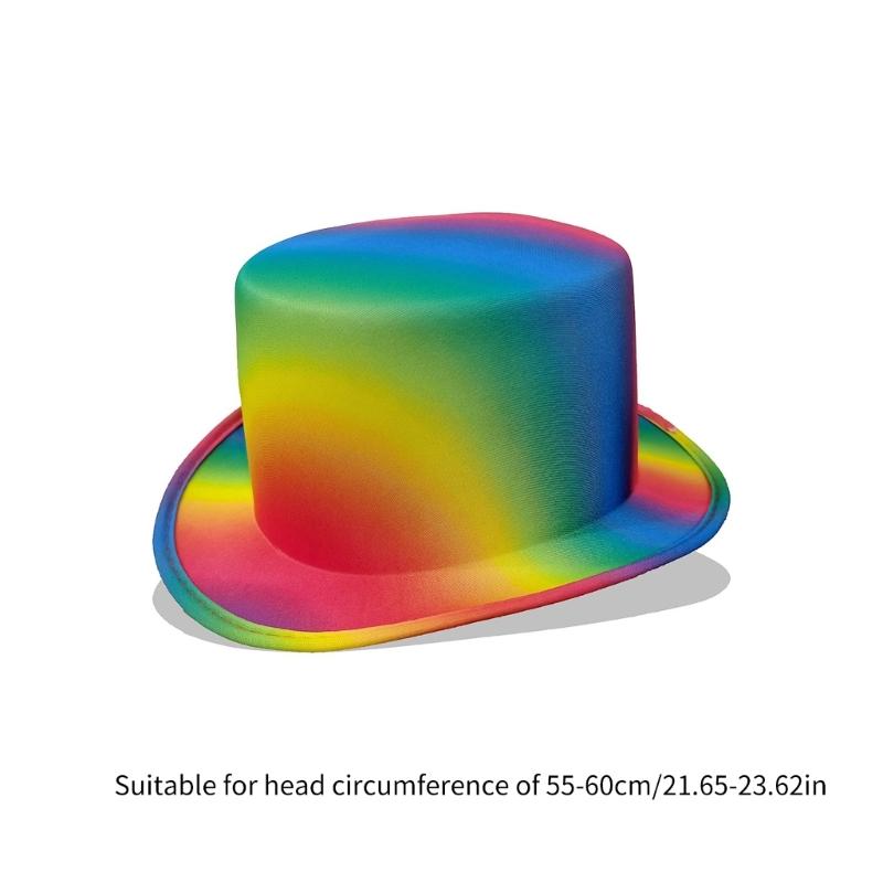 Rainbow Color Tall Hat for Music Festival Adult Unisex All Matching Headwear Stage Show Hat for Theme Event Gathering