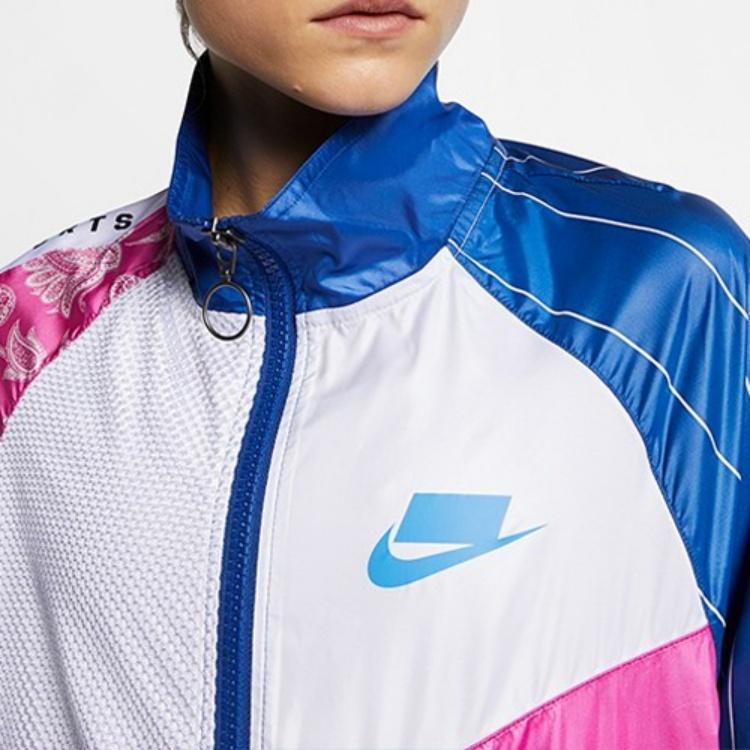 (WMNS) Nike Sportswear Geweven Jas Wit/Roze/Blauw Colorblock Dames AR3026-412