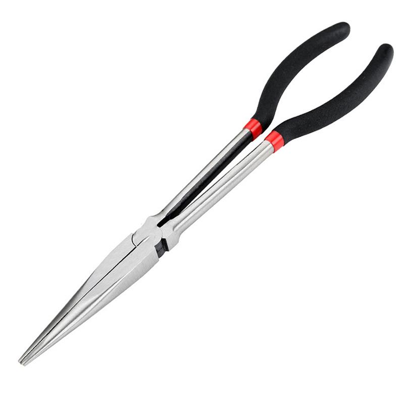 

1pcs Needle-nose Fishing Pliers Curve/Straight Head Nonslip Long Handle Carbon Steel Snipe-nose Gripper Tongs Hand Tool Tweezer