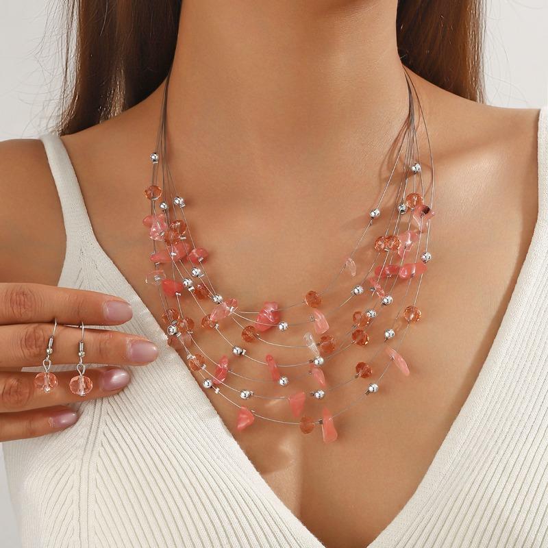 Boho-Chic 3 tk suveehete komplekt – värvilised helmestega kaelakee ja kõrvarõngad, sobivad suurepäraselt pidudeks ja puhkuseks