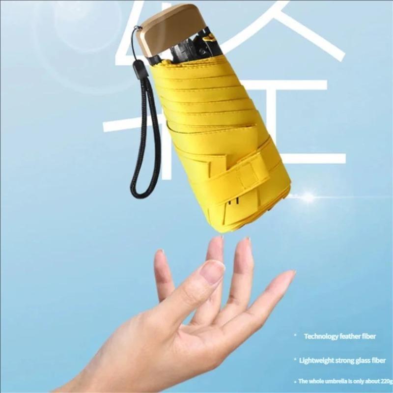 Ultra-Light Compact 5-Fold Women Umbrella, UPF50+ Sun Protection & All-Weather Use, Portable Black Coated Pocket Umbrella