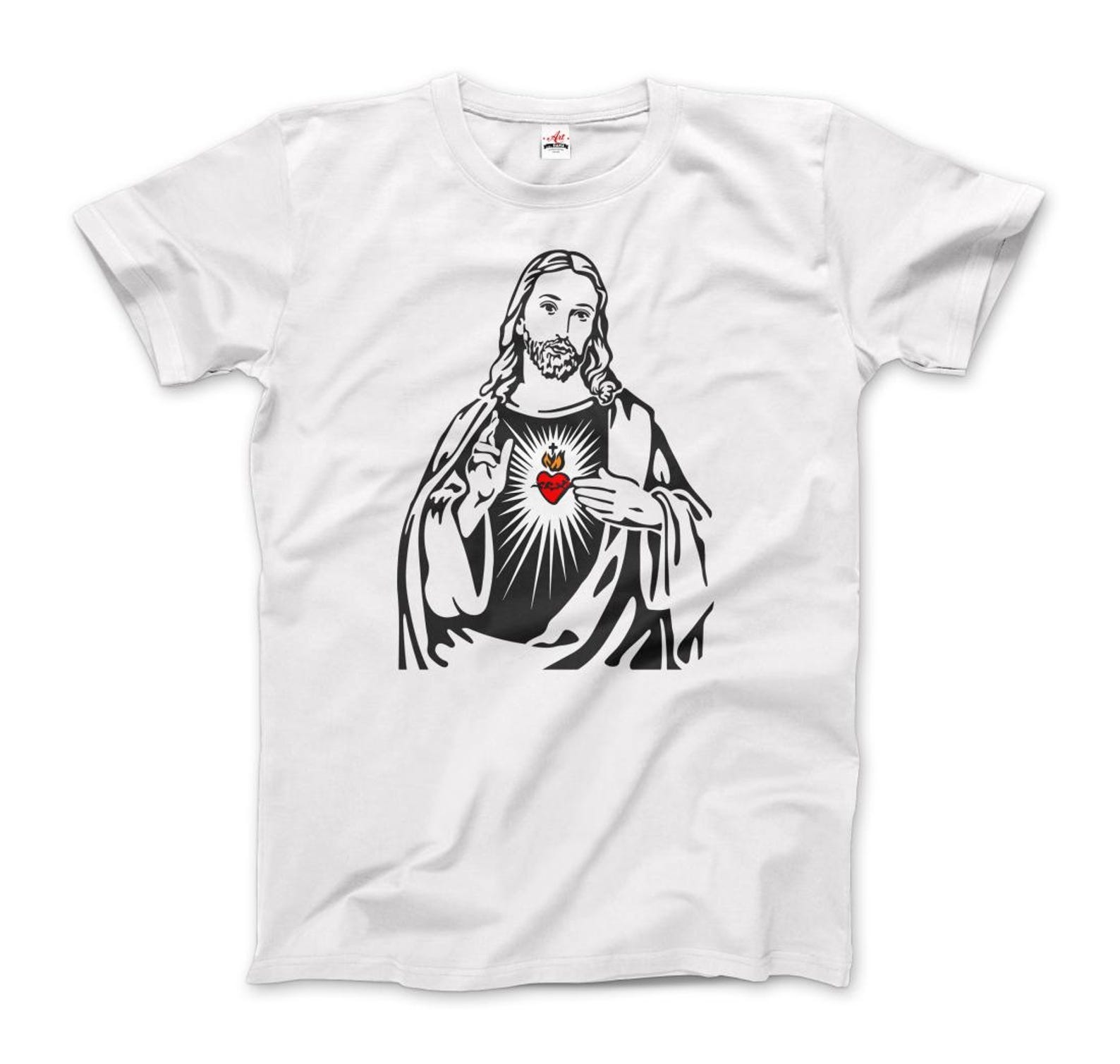 Jesus Christ Minimalist Design with Sacred Heart T-Shirt M