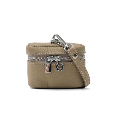 VITAFELICE Women's Leather Round Mini Pouch (with Strap) NSZ-30325N (Gray Beige)