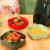 1PC Square Air Fryer Silicone Baking Tray Two Ears Silicone Lining Non-stick Oil High Temperature Baking Mat Easy To Clean