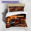 3PC Custom Name Fire Truck Heroic Scene Bedding Set Duvet Cover Closure Includes 1 Duvet Cover & 2 Pillowcases for Bedroom