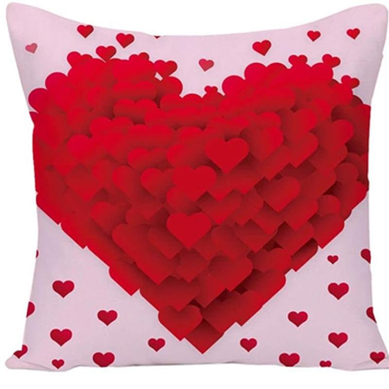 Valentine's Day Exclusive Atmosphere Pillow Cover Love Romantic Pattern Sofa Bed Warm Soft Pillow Decorative Cover