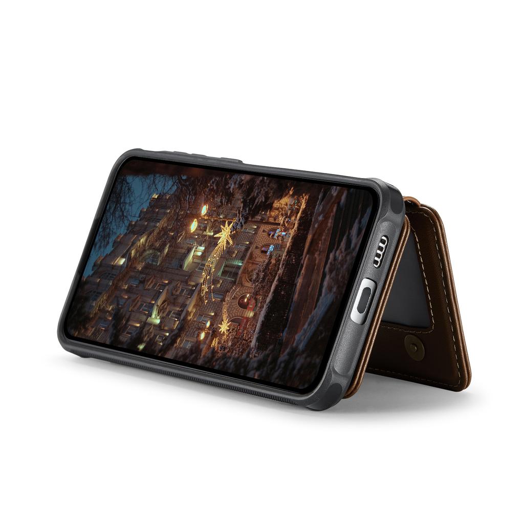 Für Samsung Galaxy S25+ Hülle JEEHOOD J05 Leder Handyhülle mit abnehmbarer magnetischer Kartentasche