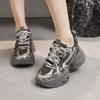 Small Size Platform Silver Fashion Dad Shoes Women's New Versatile Casual Shoes Heightening Lightweight Sports Shoes Trendy Shoes