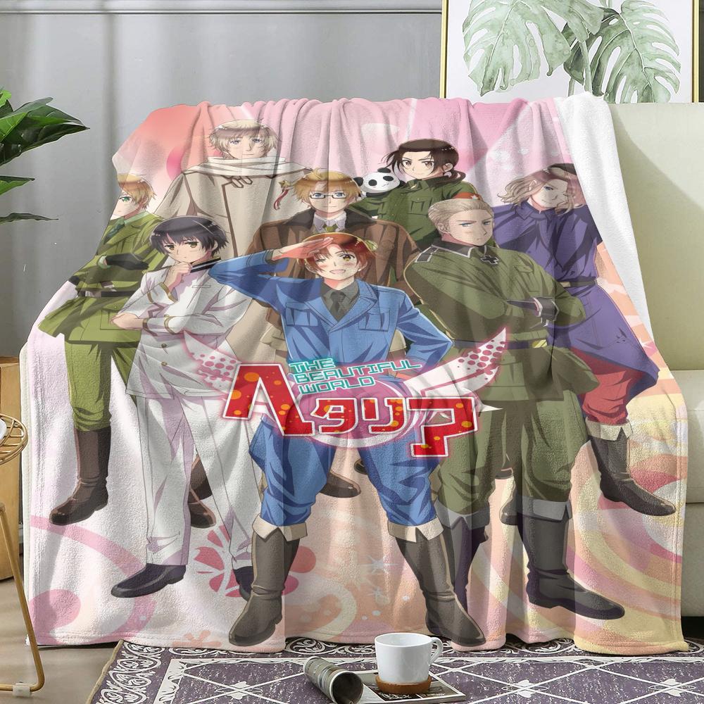 H-Hetalia Axis Powers Coperta Morbida in Flanella Coperta Estiva Leggera Accogliente per Sonnellino su Divano Letto Viaggio