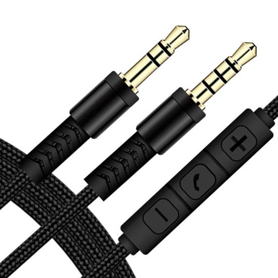 3.5mm Jack Male to Male Audio Cable 1.2m Aux Cable Volume Control with Mic for iPhone for iPad