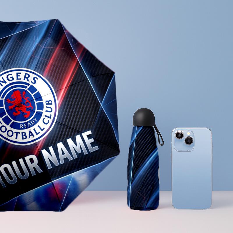 Rangers FC Manual Five Fold 8 Rib Umbrella Support Custom Text, Lightweight Travel Umbrella