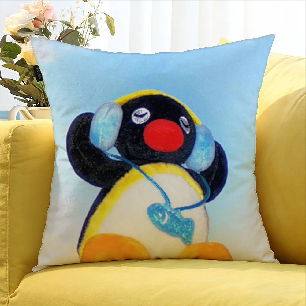 Cute P-Pingu World Various Sizes Square Pillow Case For Car Home Bedchamber Decor