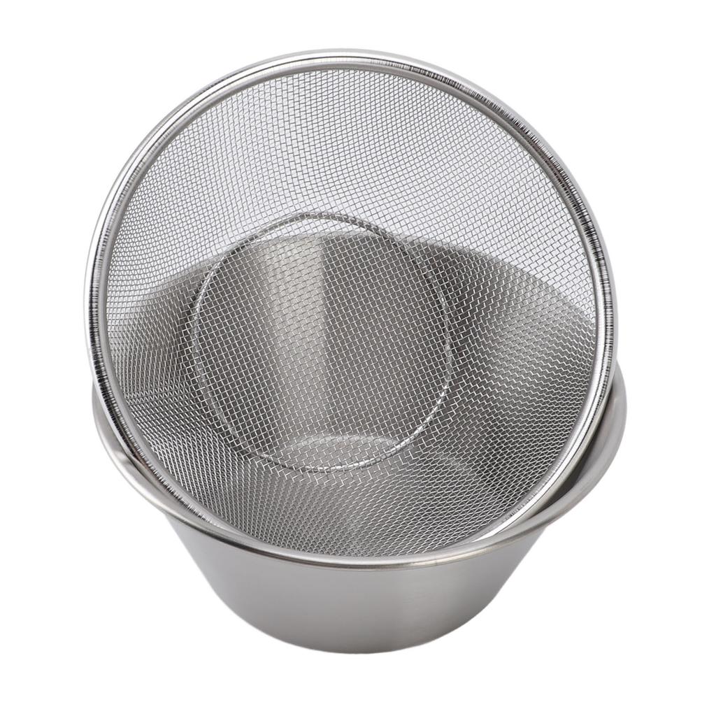 304 Stainless Steel Colander with Mixing Bowl Portable Kitchen Microporous Strainer for Washing Rice Pasta Small Grains